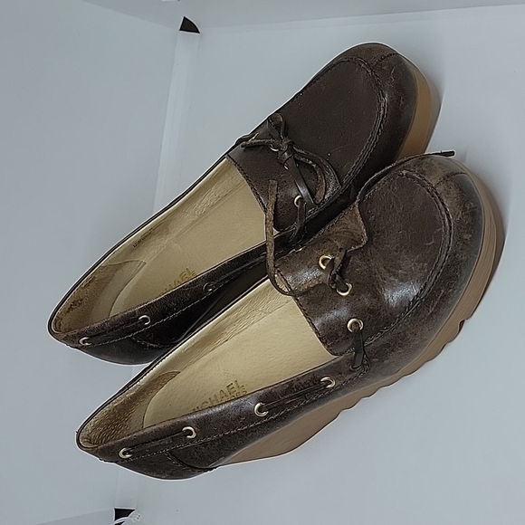 Michael Kors brown wedge oxford shoe 8.5 - Picture 1 of 5